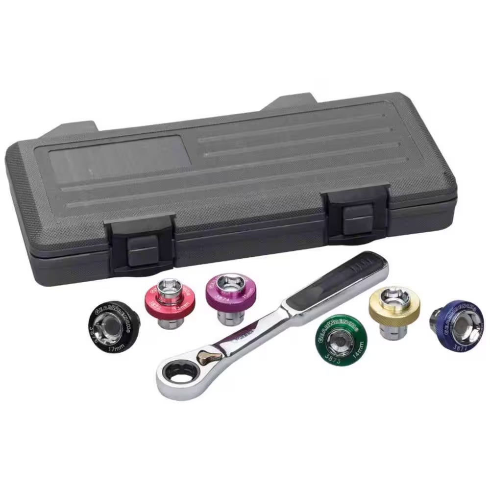 3/8 In. Drive 6-Point Metric Magnetic Oil Drain Plug Ratchet and Socket Set (7-Piece)