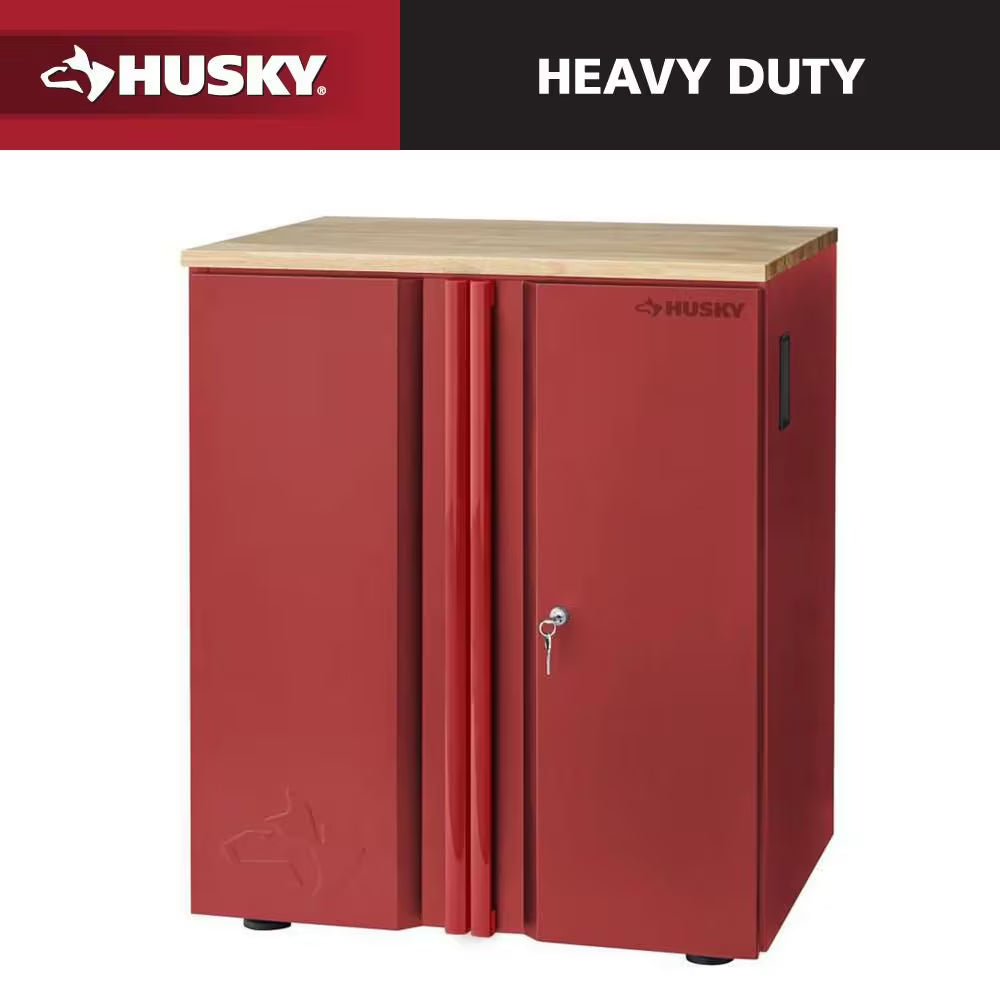 Heavy Duty 28 In. W X 32 In. H X 21.5 In. D Pre-Assembled 20-Gauge 2-Door Garage Storage Base Cabinet in Red