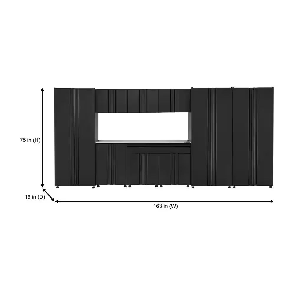 10-Piece Regular Duty Welded Steel Garage Storage System in Black (163.5 In. W X 75 In. H X 19.6 In. D)