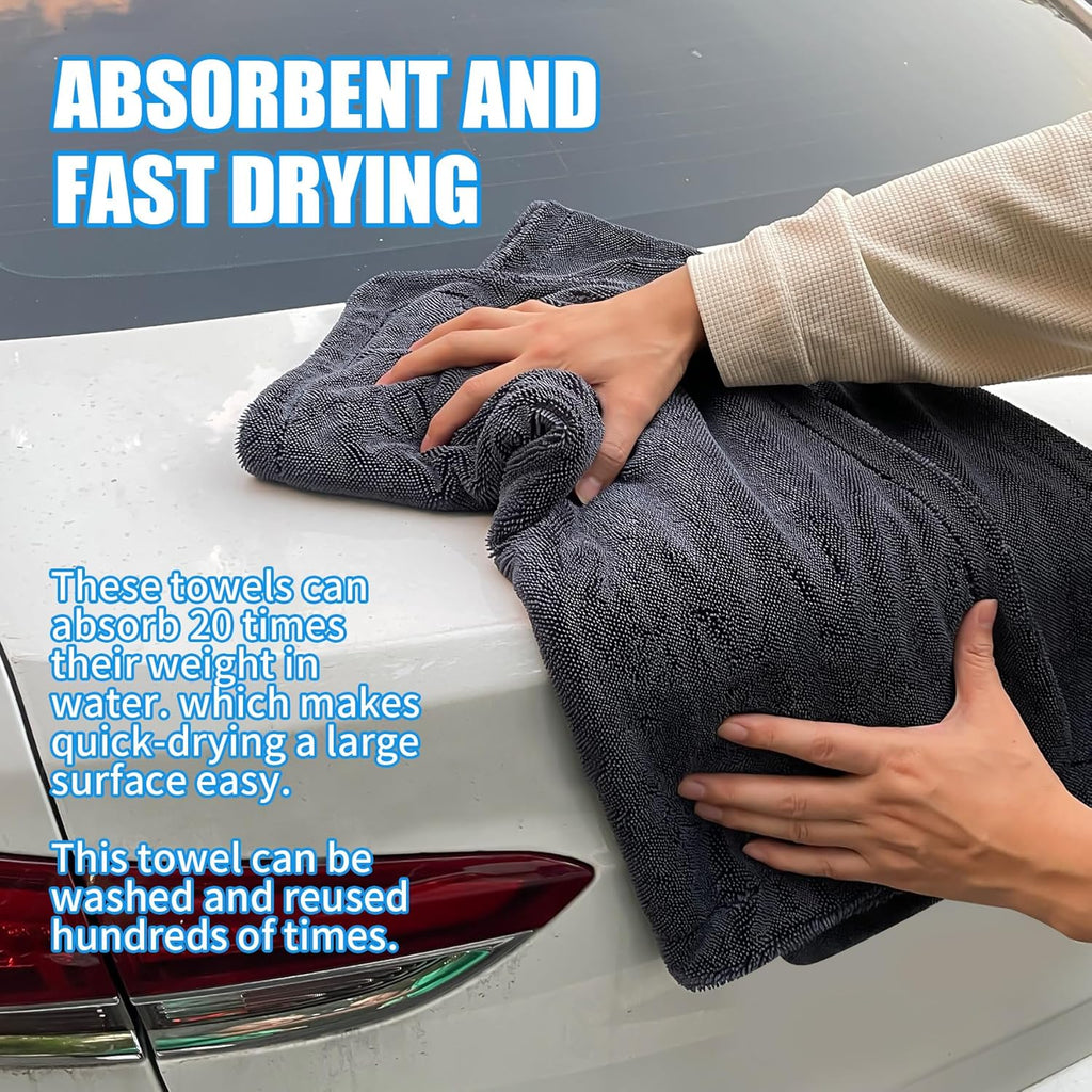 2 Pack Microfiber Towels for Cars, 24"X36" Extra Large Super Absorbent Car Drying Towel Detailing, No Streaks, Scratches and Water Spots