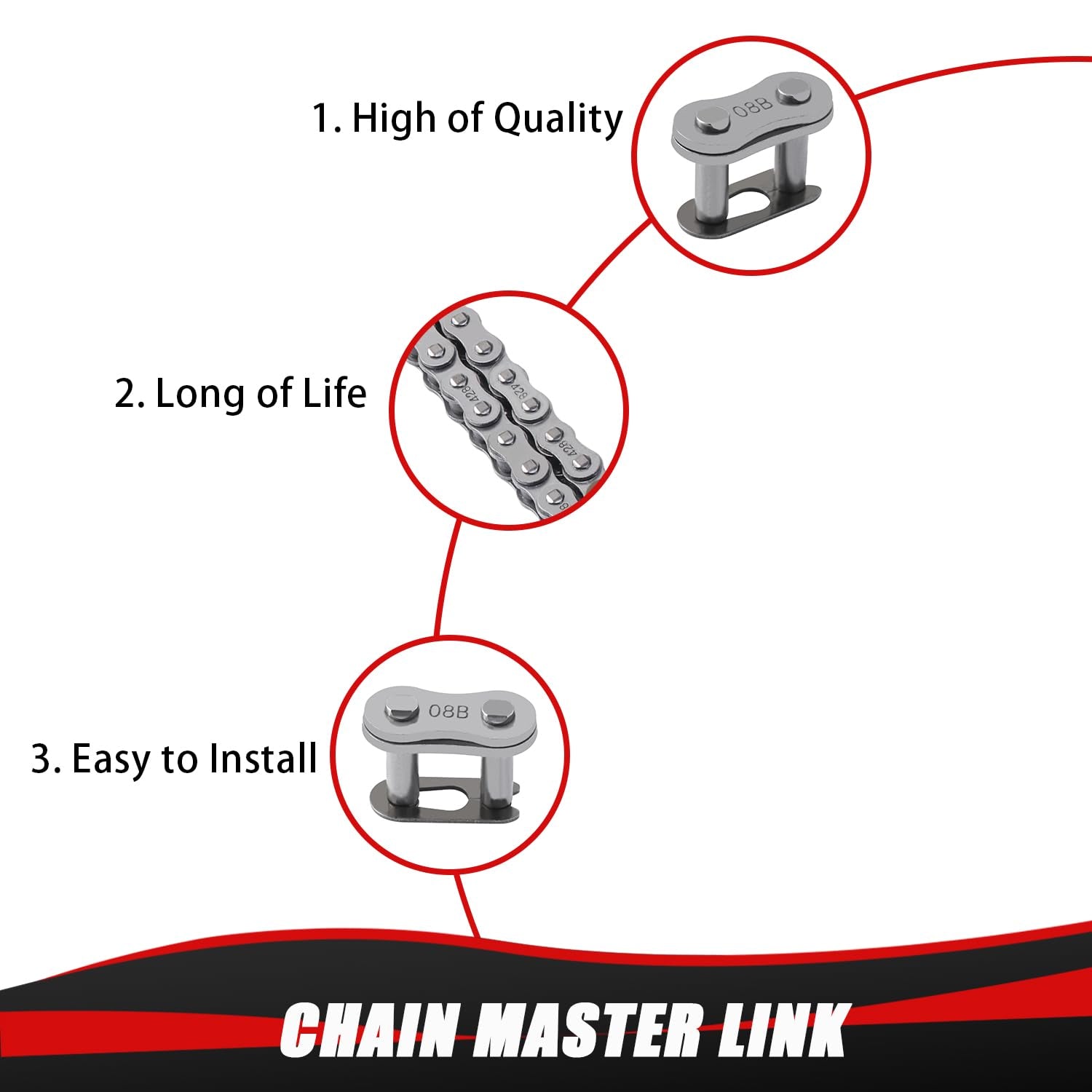 428 Drive Chain 102 Link with Chain Breaker for 50Cc 70Cc 90Cc 110Cc 125Cc CT90 CT110 Taotao Tforce Coolster Vitacci Apollo Trailmaster Pit Dirt Bike 4 Wheeler ATV Quad Go Kart Heavy Duty Parts