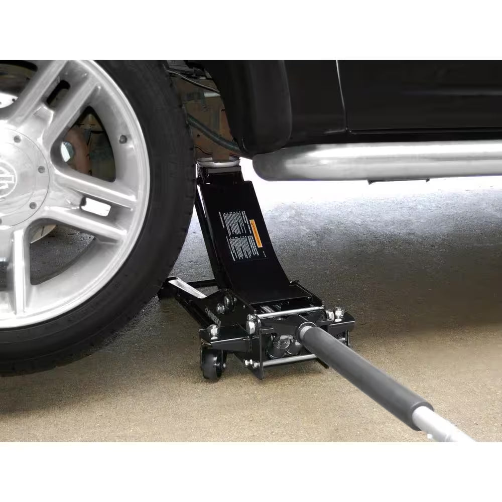 3-Ton Low Profile Floor Jack with Quick Lift with 12 In. 4 Pocket Zippered Tool Bag
