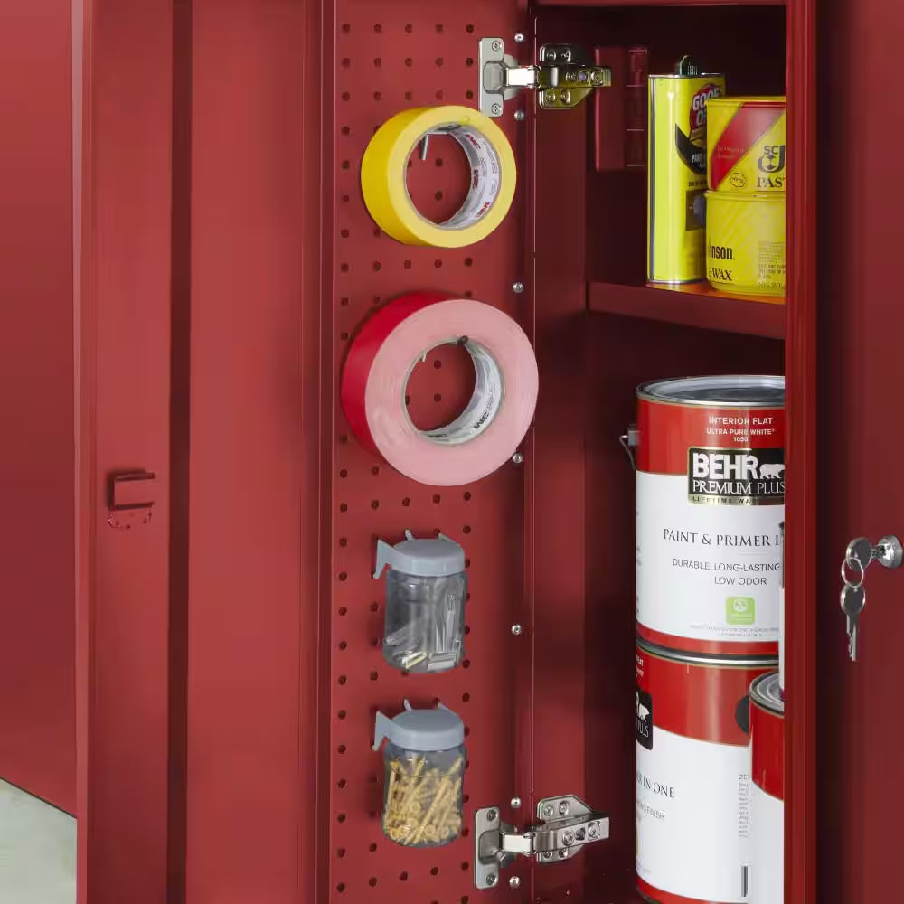 Heavy Duty 28 In. W X 32 In. H X 21.5 In. D Pre-Assembled 20-Gauge 2-Door Garage Storage Base Cabinet in Red