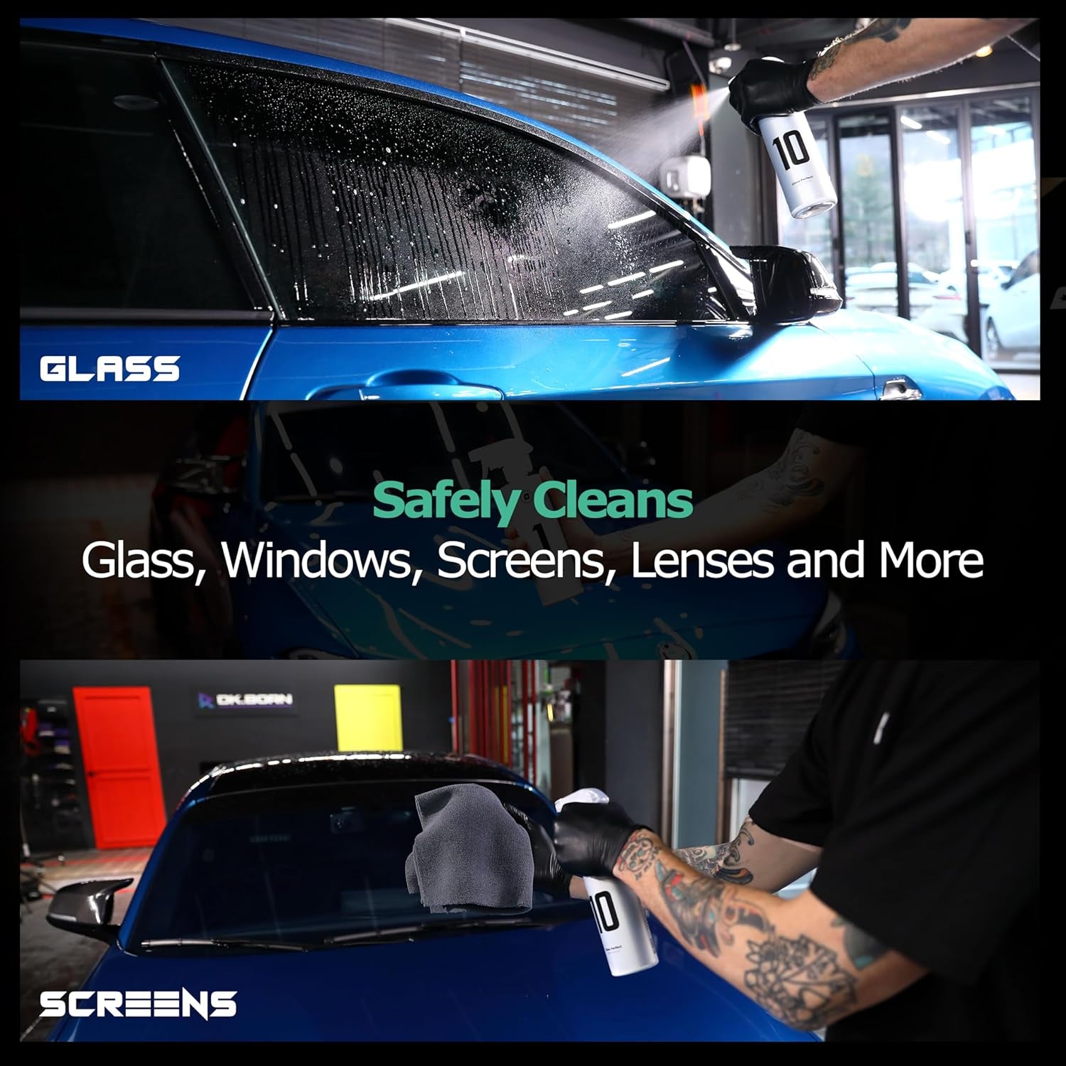 Car Window Cleaner Spray 16.91 Fl.Oz | Window Cleaner with Protective Ceramic Coating for Cars | Streak Free Car Glass Cleaner, Water Repellent & Windshield | Ammonia Free Cleaner Spray