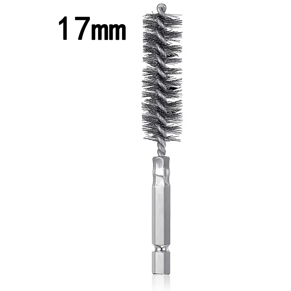 Wire Brush Drill Bore Cleaning Brush 1/4 " Hexagonal Handle Stainless Steel Brush for Anti-Rust Cleaning of Pipe Ports 8-19Mm