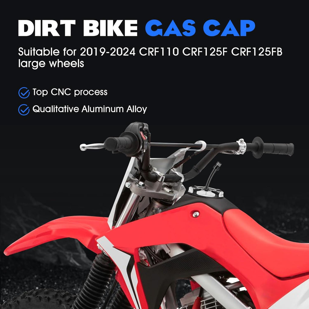 Dirt Bike Gas Fuel Tank Cap Cover with Vent Hose CNC for CRF 110 125F CRF110 CRF125F CRF125FB Big Wheel 2019-2024 Black