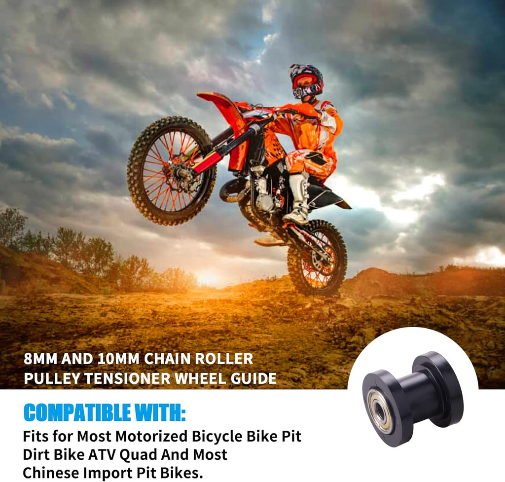 8Mm and 10Mm Chain Roller Pulley Tensioner Wheel Guide per for Motorcycle Mini Bike Atv 125Cc 140Cc 160Cc SSR XR125 CRF50 KLX110 Pitster Pit Dirt Bike Parts（Black）…