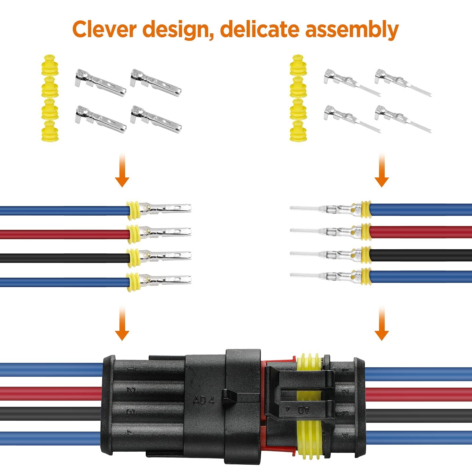 352Pcs Waterproof Car Electrical Connector Terminals Automotive Electrical Wi...