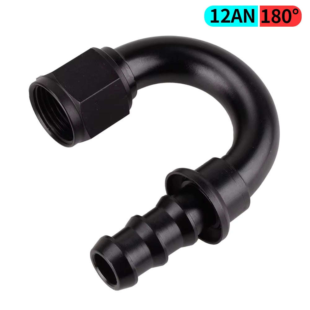 0/45/90/180 Degree AN4/AN6/AN8/AN10/AN12 Straight Female Swivel to Push Lock Barb Hose End Fitting Oil Fuel Hose End Adaptor Kit