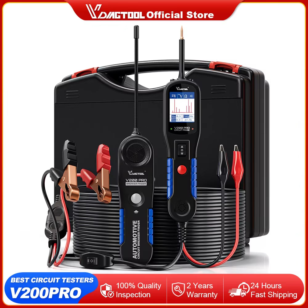 V200PRO 12/24V Automotive Power Probe 40FT/12M Cable Car Circuit Tester with Relay/Fuse Testing Breaker Finder Tools