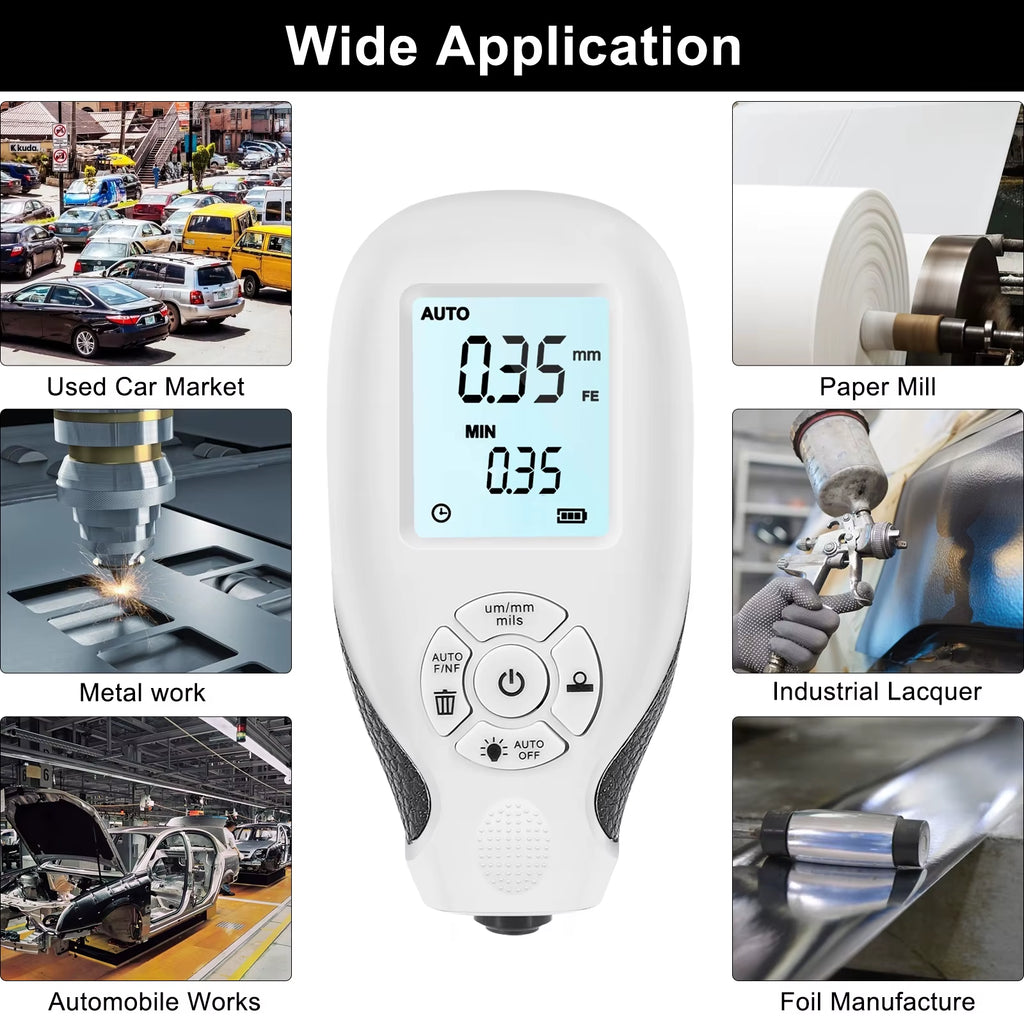HW-300 Car Paint Thickness Gauge 0-2000UM Fe & Nfe Film Coating Automatic Thickness Tester Manual Auto Paint Tools