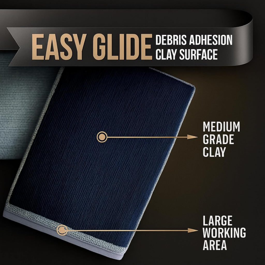 2-PC Medium Fine Clay Mitt Auto Detailing | Reusable, Scratch Free & Easy-Glide Clay Bar Mitt for Detailing | Clay Towel Gloves to Removes Sap/Tar/Contaminants | Safe on Paint, Glass & Wheels
