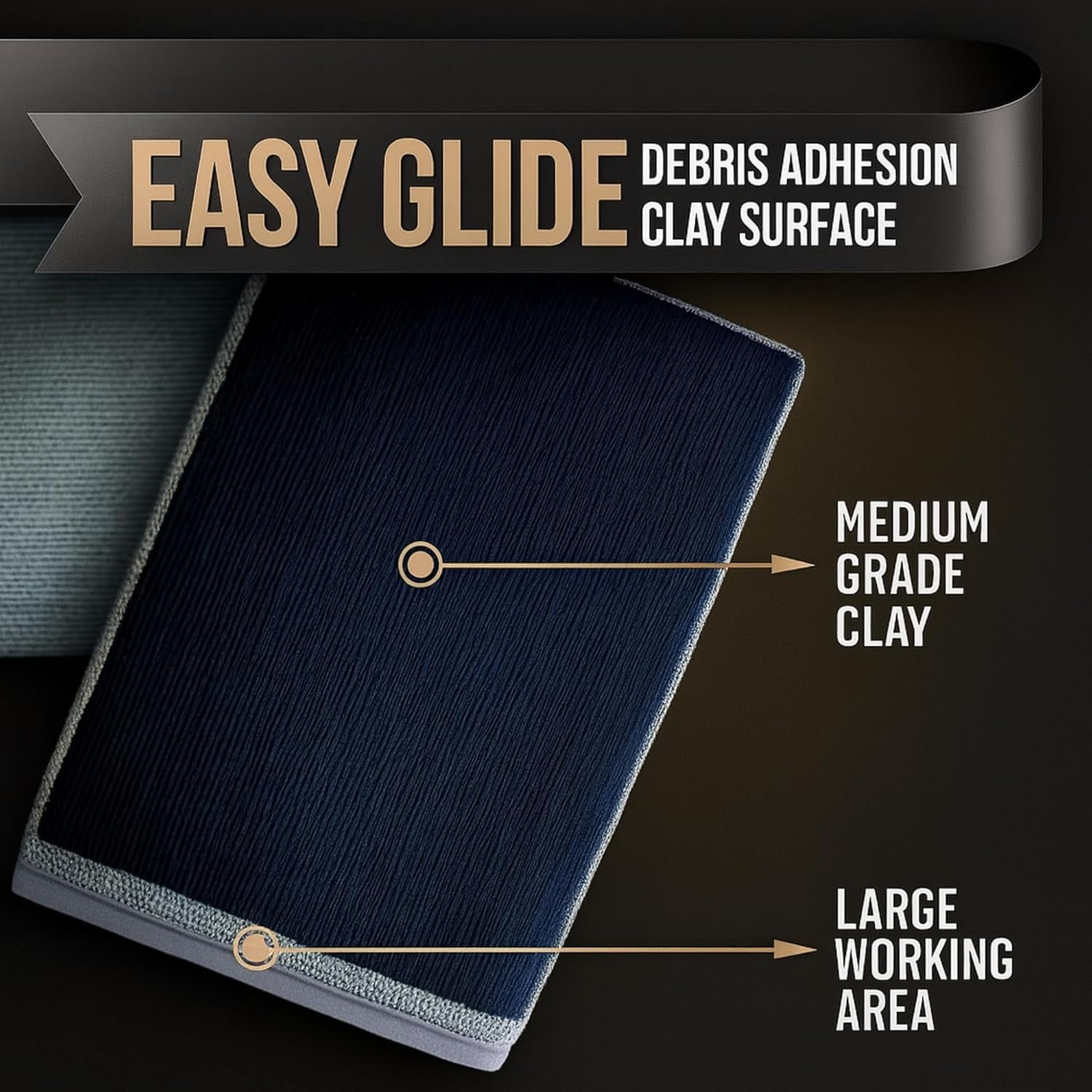 2-PC Medium Fine Clay Mitt Auto Detailing | Reusable, Scratch Free & Easy-Glide Clay Bar Mitt for Detailing | Clay Towel Gloves to Removes Sap/Tar/Contaminants | Safe on Paint, Glass & Wheels