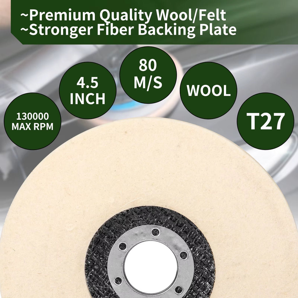 2/3/4/4.5/5 Inch Wool Polishing Wheel Buffing Pad for Angle Grinder Grinding Disc Metal Wood Stainless Steel Polishing Abrasives