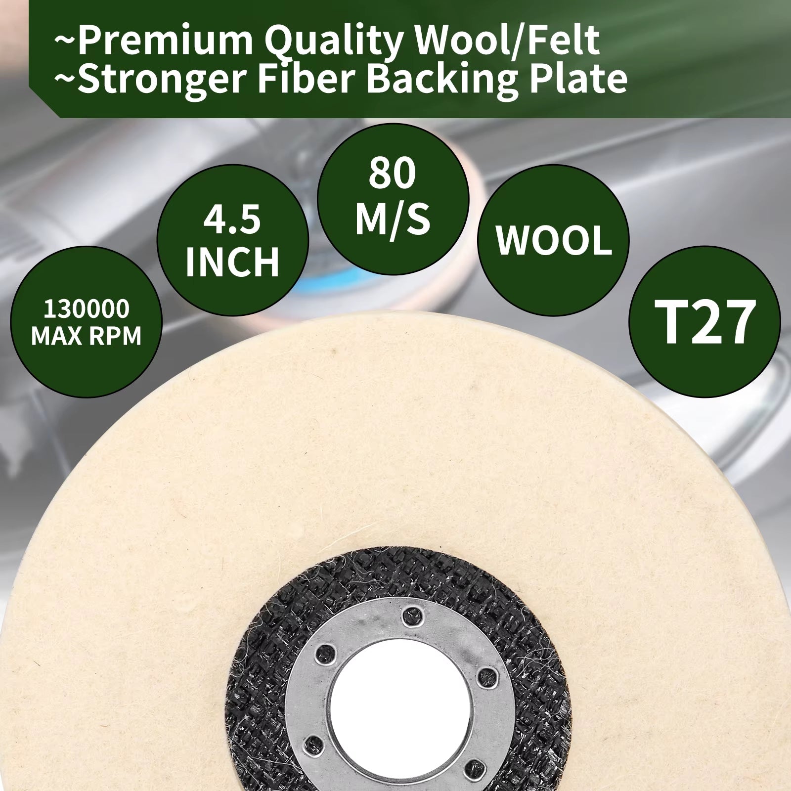 2/3/4/4.5/5 Inch Wool Polishing Wheel Buffing Pad for Angle Grinder Grinding Disc Metal Wood Stainless Steel Polishing Abrasives