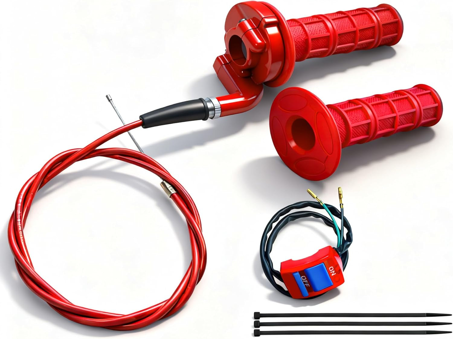 7/8 22Mm Twist Throttle Accelerator Handle Grips for Pit Bike Mini Bike Throttle Cable Kit 4-Stroke Dirt Bike Pocket Bike for 50Cc 90Cc 110Cc 125Cc150Cc 200Cc 250Cc (Red)