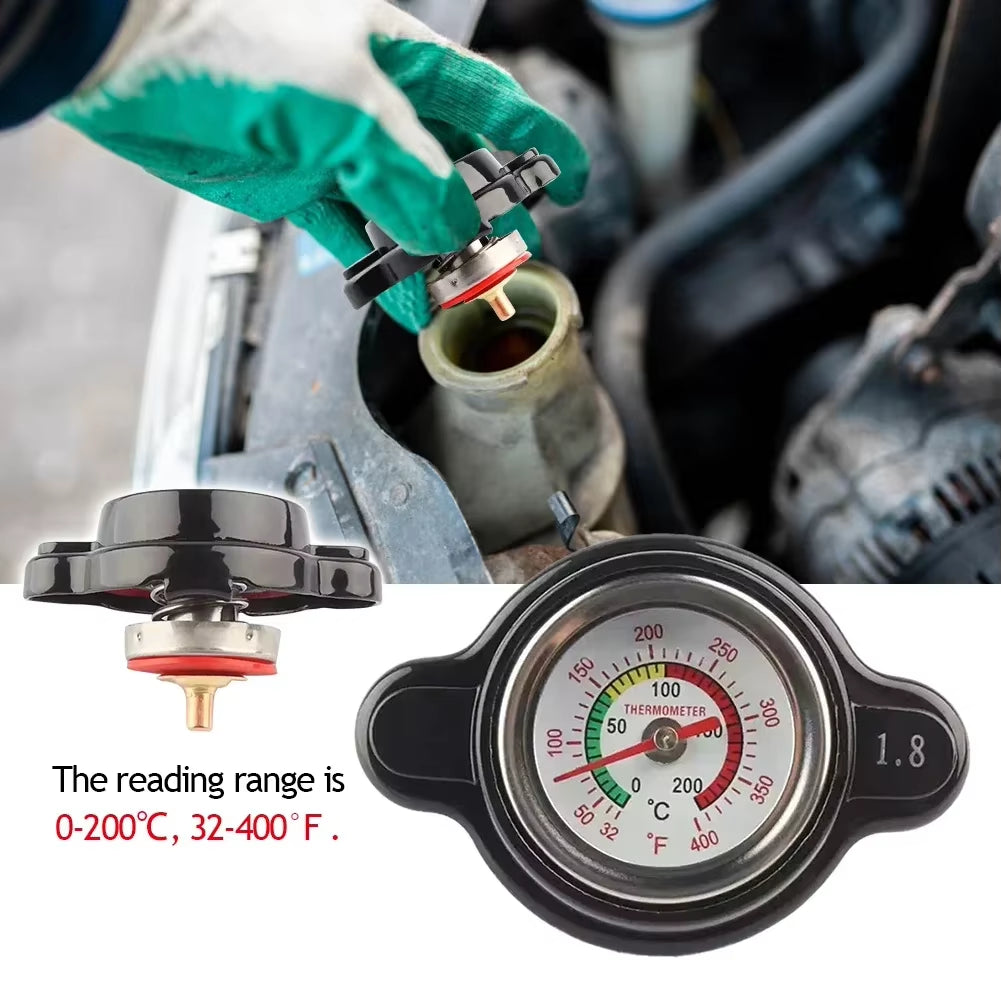 1.8 Bar High Pressure Water Tank Thermostatic Radiator Cap 25.6Psi Temp Gauge for Honda Yamaha Kawasaki Suzuki Motorcycle ATV