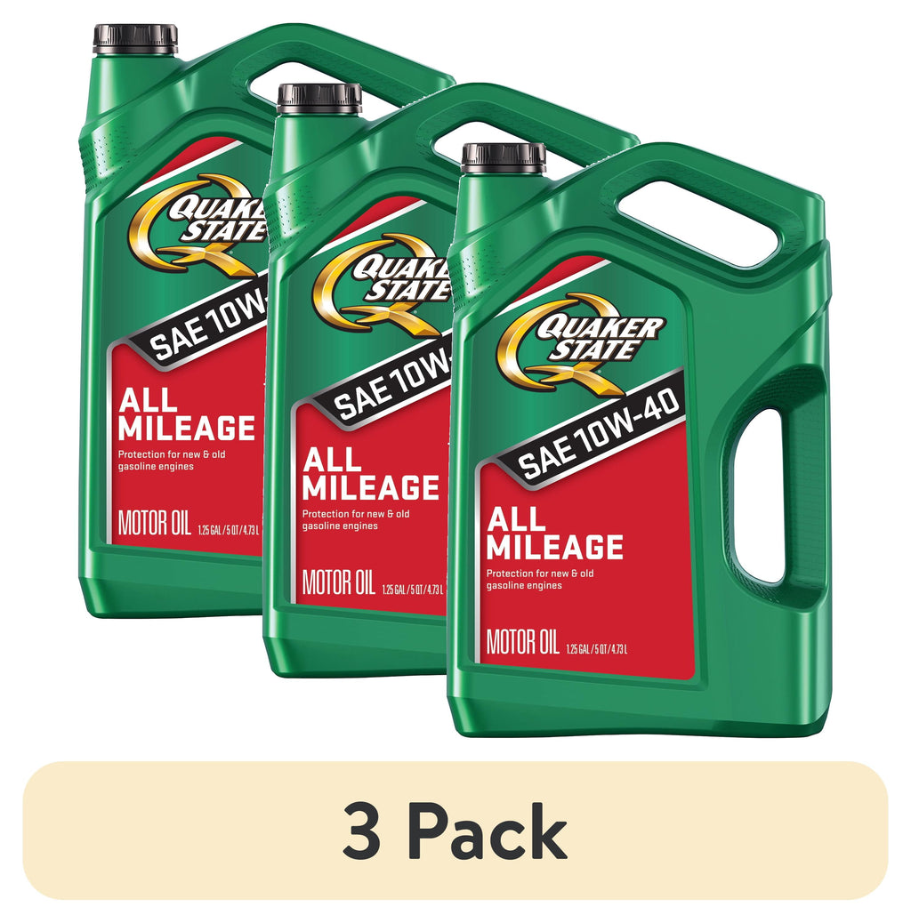 (3 Pack)  All Mileage 10W-40 Motor Oil, 5 Quart