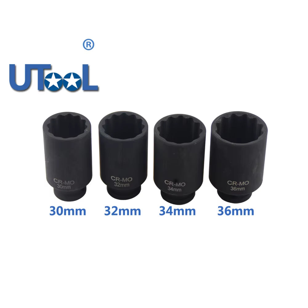 30Mm 32Mm 34Mm 36Mm 1/2"DR 12 Point Impact Socket Spindle Axle Nut Socket Hub Axle Nuts Removing Installing Tool