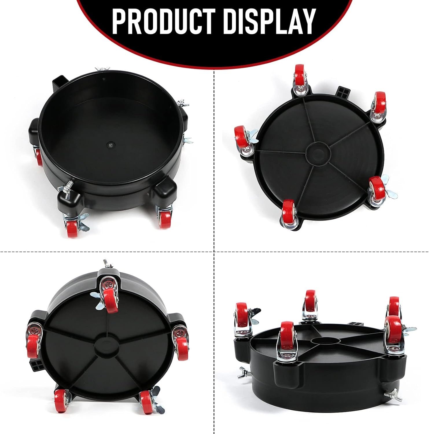 5 Gallon Bucket Dolly with Bucket Insert, Professional Car Wash Bucket Dolly with 5 Wheels and 2 Locking Casters for Car Washing, Detailing, Garage & More