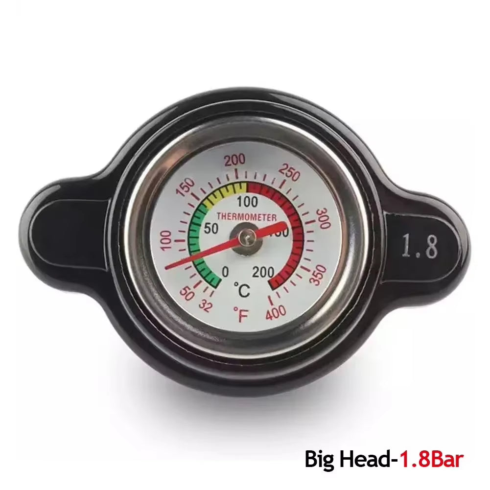 1.8 Bar High Pressure Water Tank Thermostatic Radiator Cap 25.6Psi Temp Gauge for Honda Yamaha Kawasaki Suzuki Motorcycle ATV