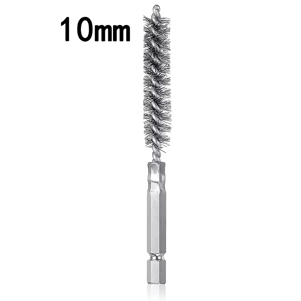 Wire Brush Drill Bore Cleaning Brush 1/4 " Hexagonal Handle Stainless Steel Brush for Anti-Rust Cleaning of Pipe Ports 8-19Mm