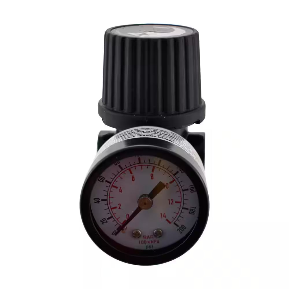 1/4 In. Black Air-Compressor Regulator with Gauge