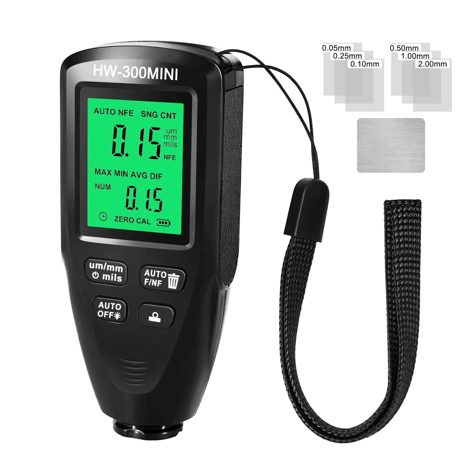 HW-300 Car Paint Thickness Gauge 0-2000UM Fe & Nfe Film Coating Automatic Thickness Tester Manual Auto Paint Tools