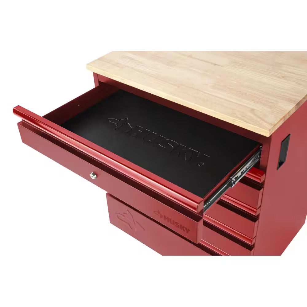 28 In. W X 32 In. H X 21.5 In. D 20-Gauge Steel 5-Drawer Heavy-Duty Freestanding Garage Storage Base Cabinet in Red