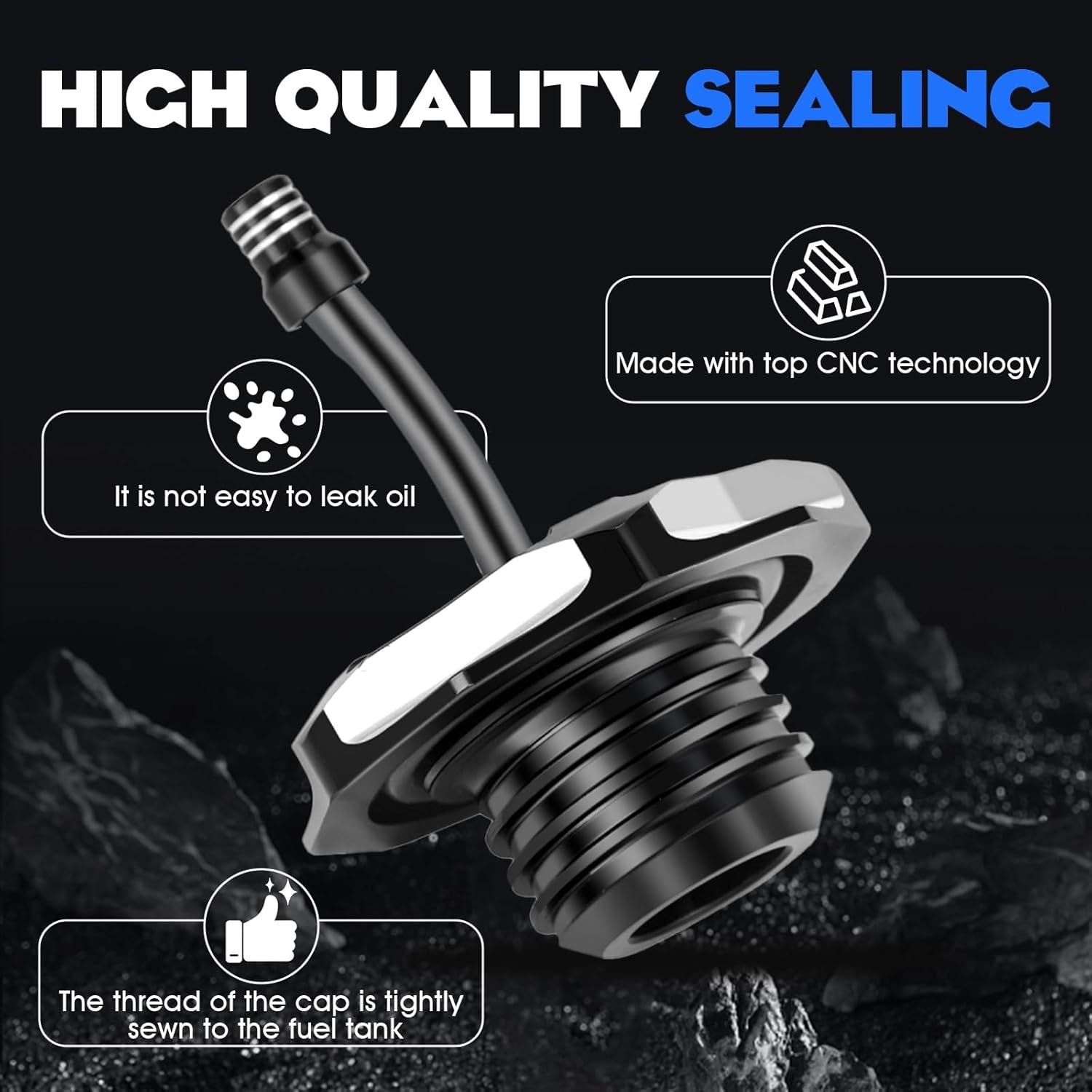 Dirt Bike Gas Fuel Tank Cap Cover with Vent Hose CNC for CRF 110 125F CRF110 CRF125F CRF125FB Big Wheel 2019-2024 Black