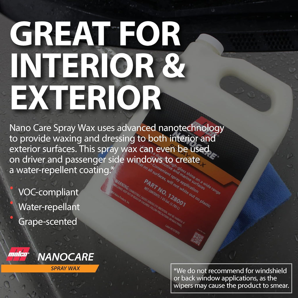 Nano Care Spray Wax - Interior and Exterior Car Wax/Provides Long-Lasting Shine and Protection Both inside and outside Vehicle / 1 Gallon (128001)