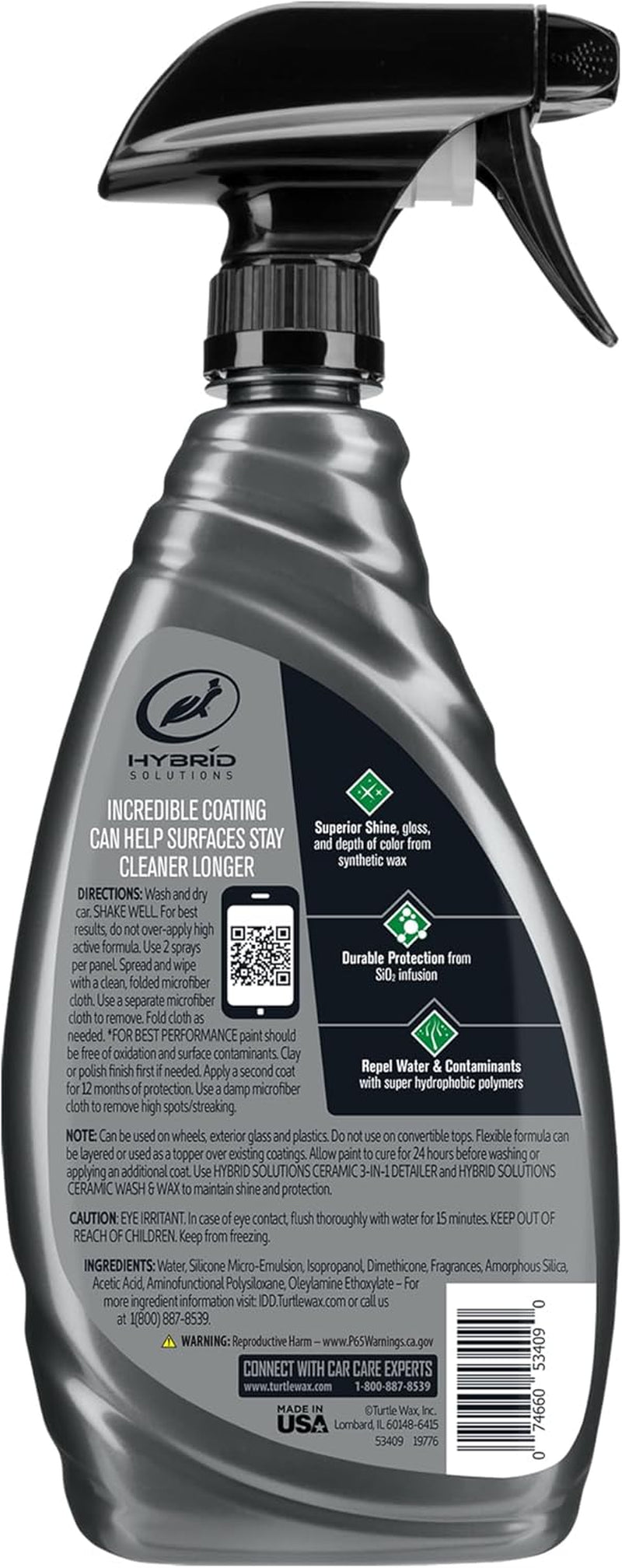 Hybrid Solutions Ceramic Spray Coating, High Shine Car Wax, Offers Durable Paint Protection, Extreme Water Beading Action, Safe for Glass, Wheels, Trim and More, 16 Oz (Pack of 1)