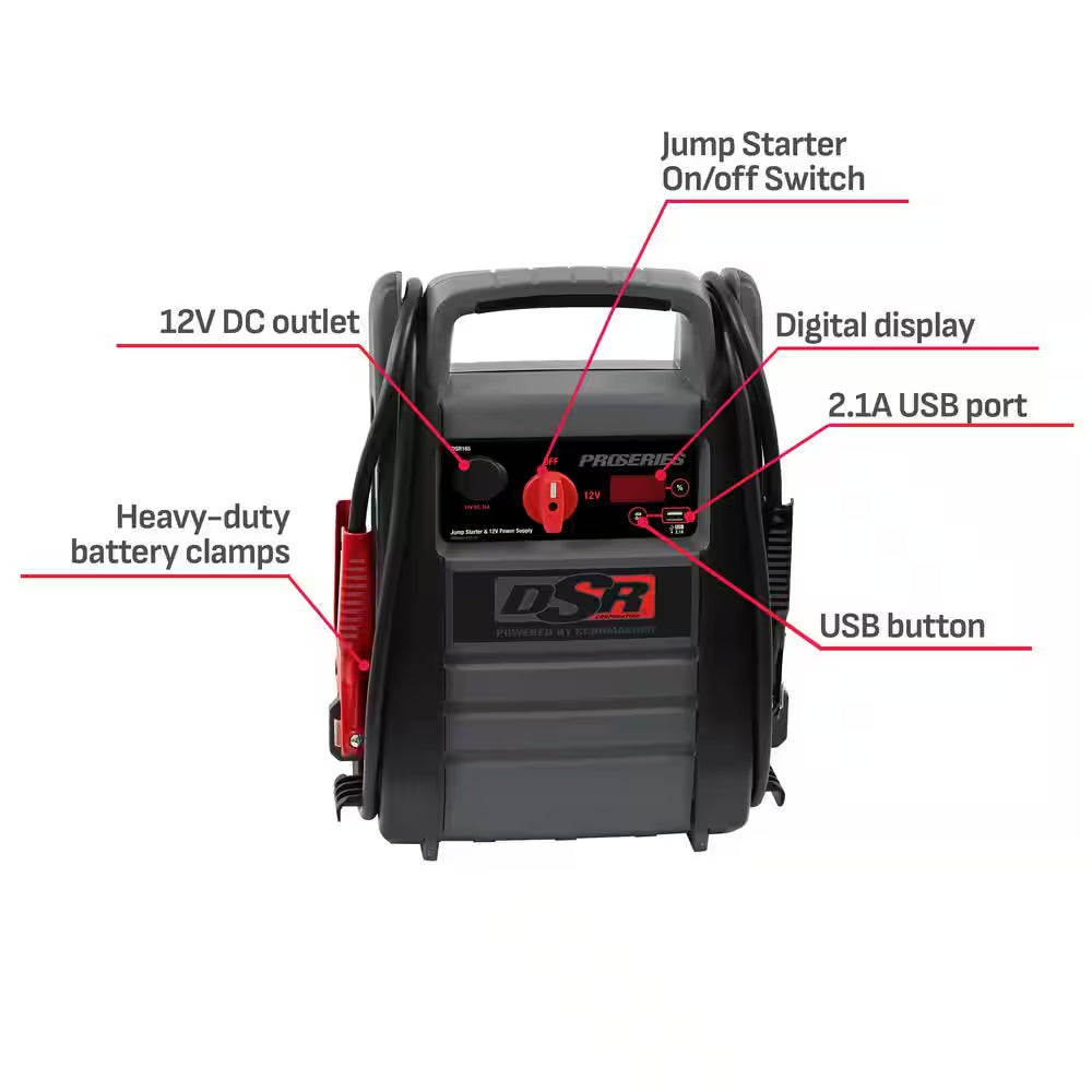 DSR Professional Grade Automotive 2200 Peak Amp 12-Volt Jump Starter and Portable Power Station