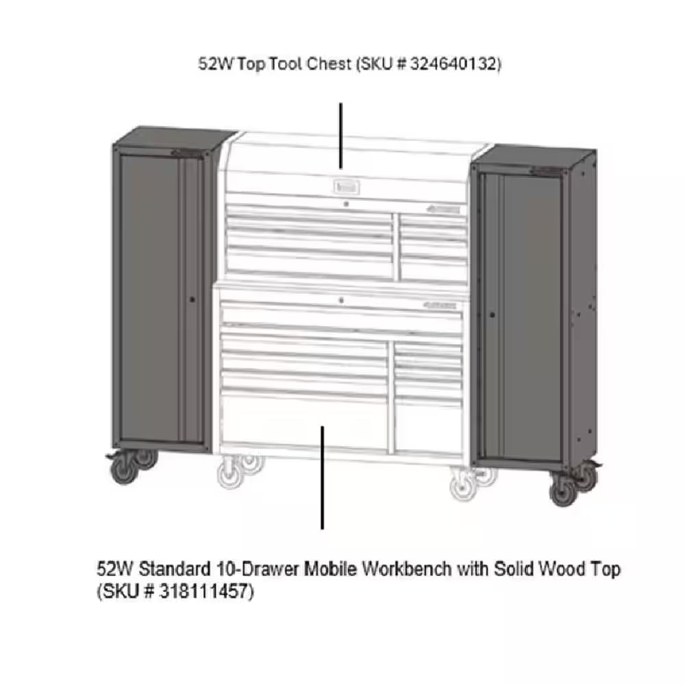 Modular 20 In. W Standard Duty 3-Shelf Black Side Tool Chest