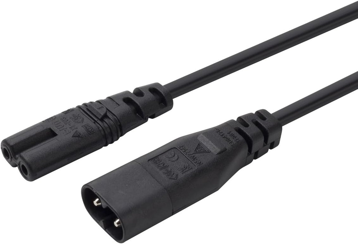 LBSC IEC 60320 C8 Plug to C7 Receptacle Male to Female Extension Power Supply Main Adapter Cable 15Ft ()