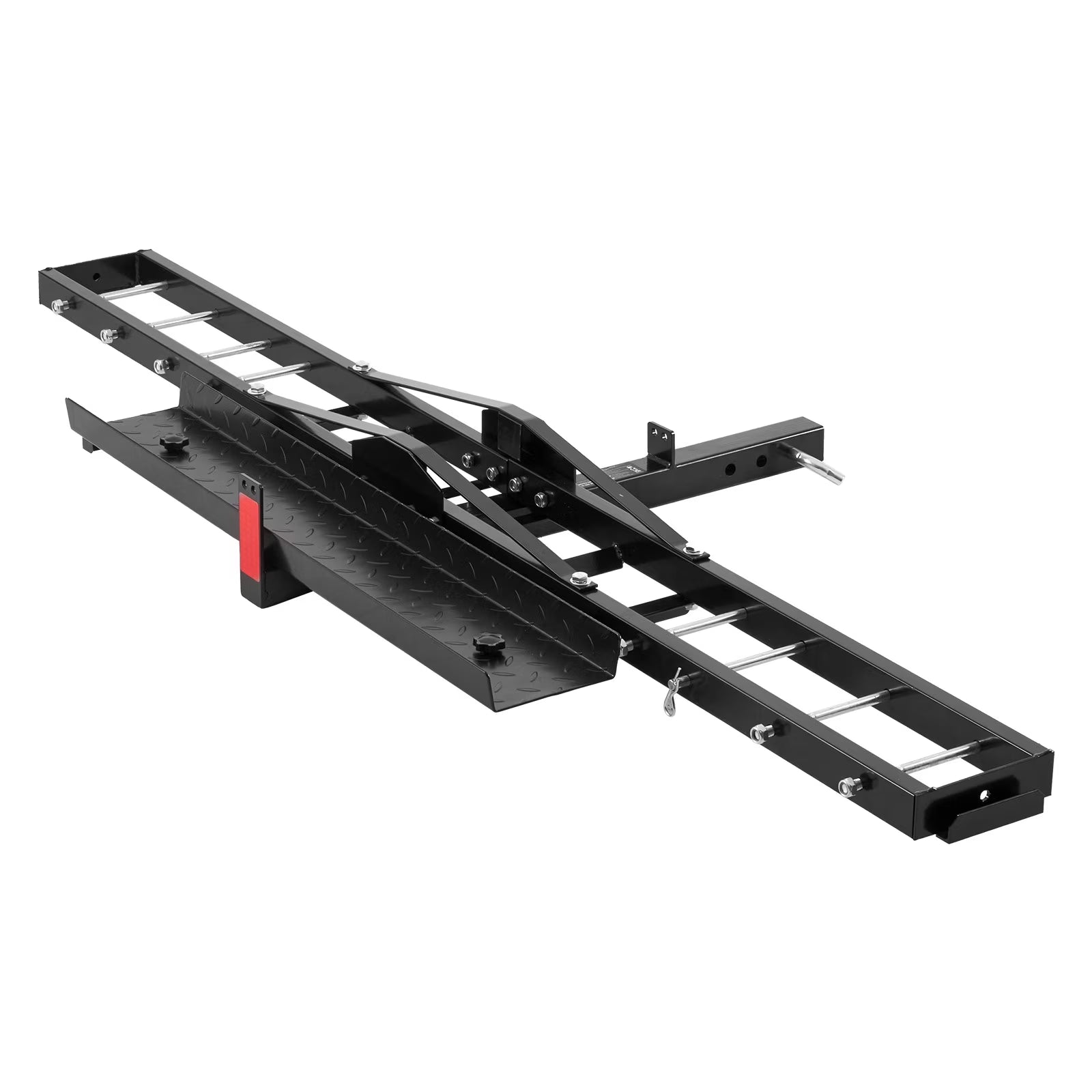 Steel Motorcycle Carrier, 600 LBS Capacity, Includes Ramp, Tie-Down Straps & Stabilizer, Fits 2" Hitch Receivers on Cars & Trucks