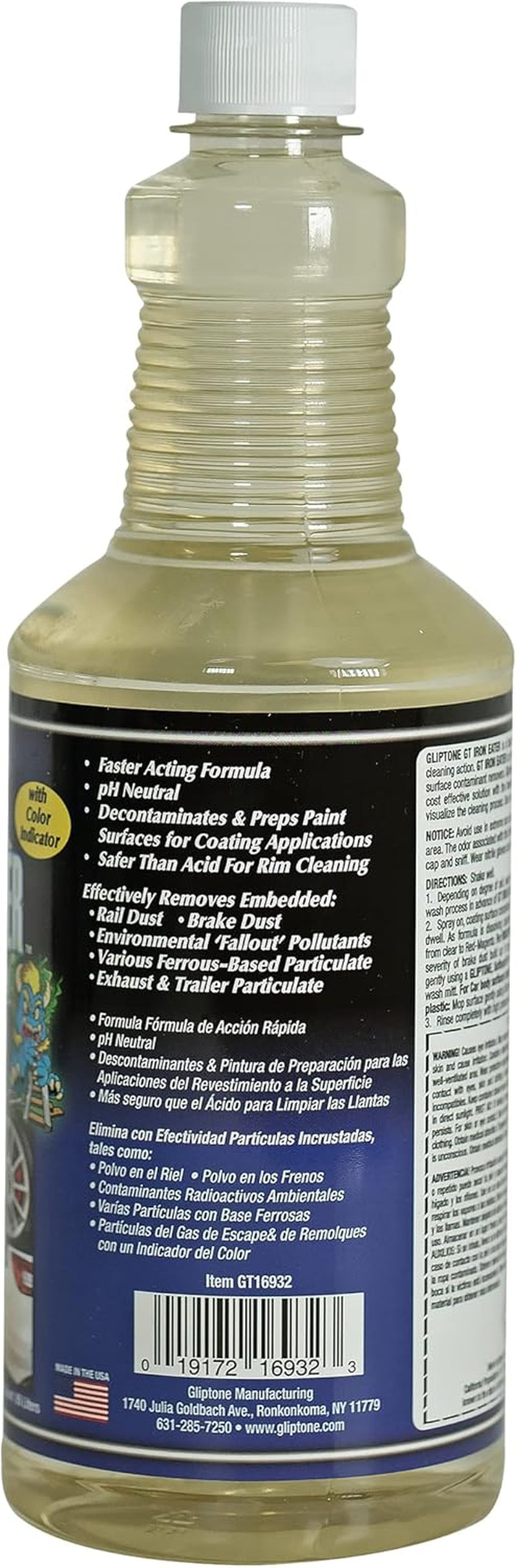 GT Iron Eater Ph Neutral Wheel Cleaner Gel, Fast Acting, Color Changing Formula for Safe and Powerful Brake Dust & Iron Deposit Removal, Acid-Free Surface Contaminant Remover, 32 Fl Oz