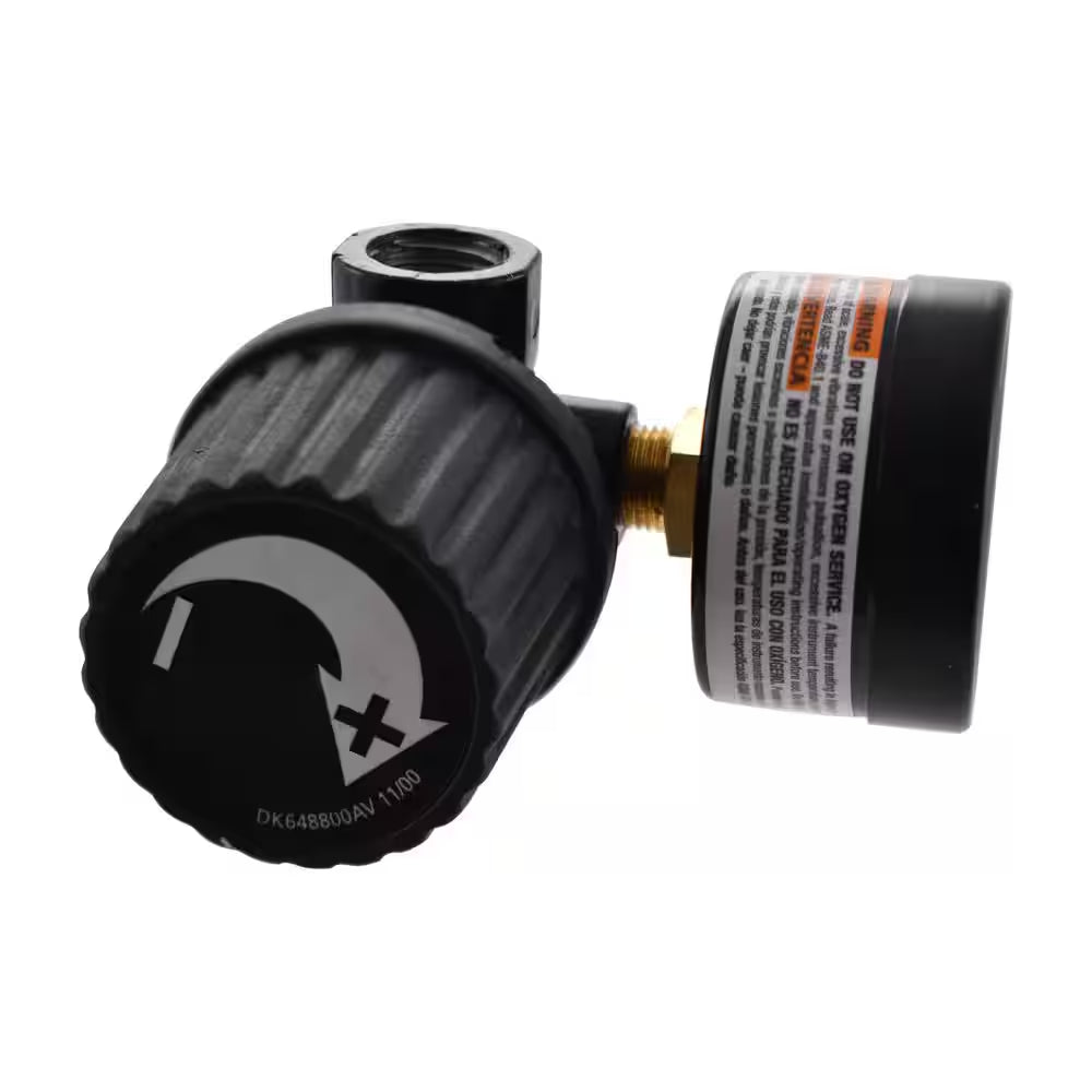 1/4 In. Black Air-Compressor Regulator with Gauge