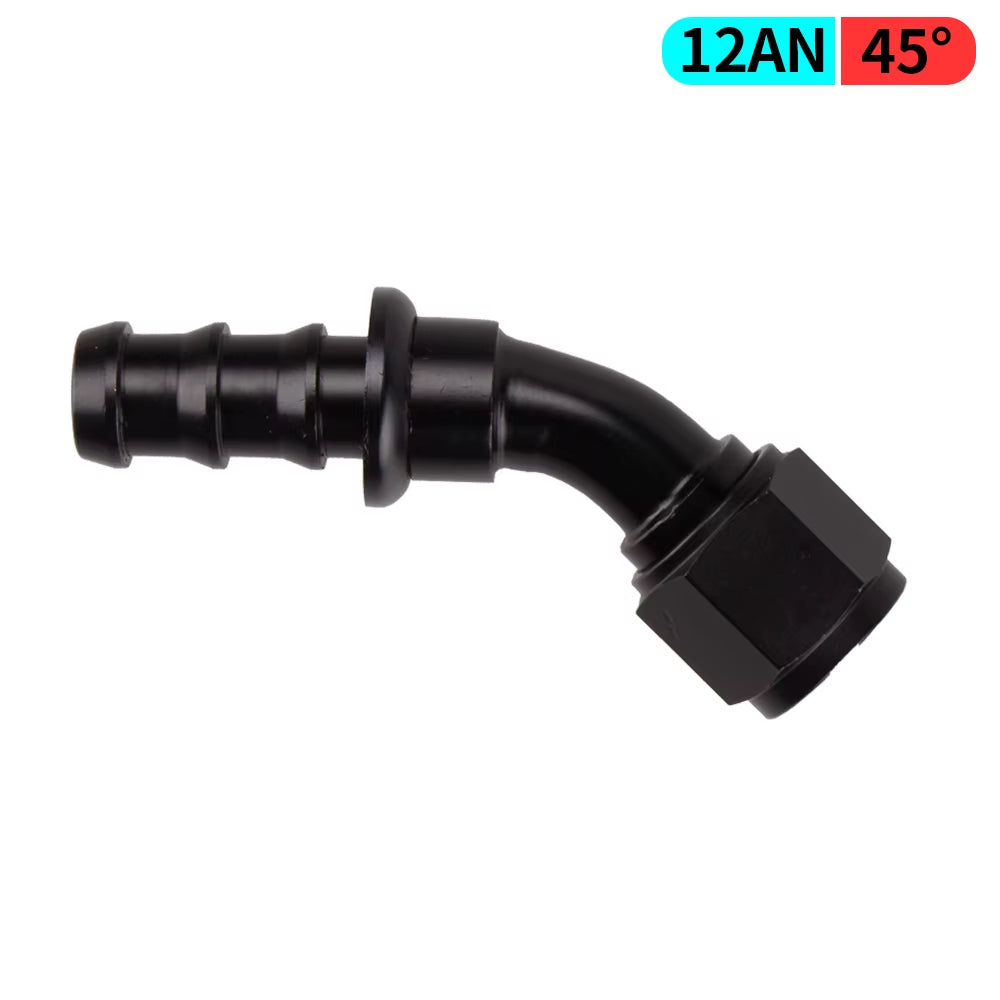 0/45/90/180 Degree AN4/AN6/AN8/AN10/AN12 Straight Female Swivel to Push Lock Barb Hose End Fitting Oil Fuel Hose End Adaptor Kit