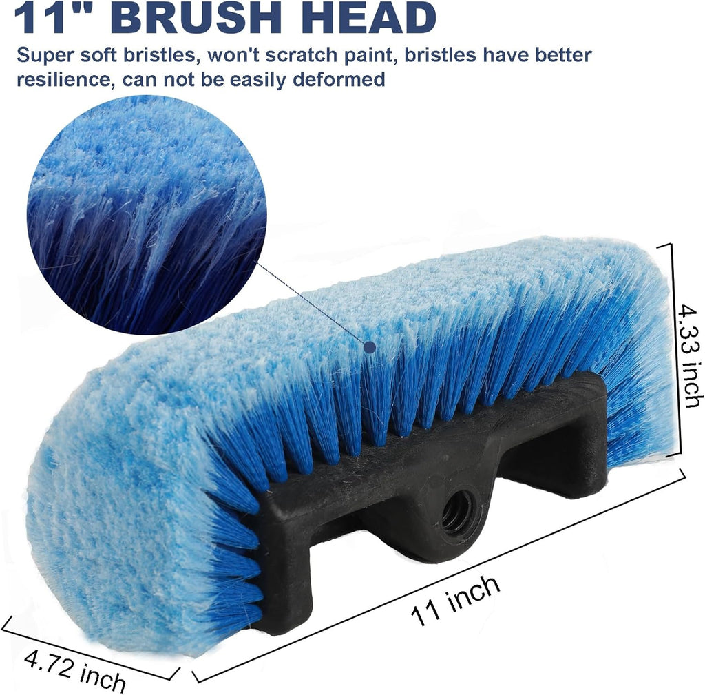 54" Blue Flow-Thru Car Wash Brush and One Yellow Brush Head