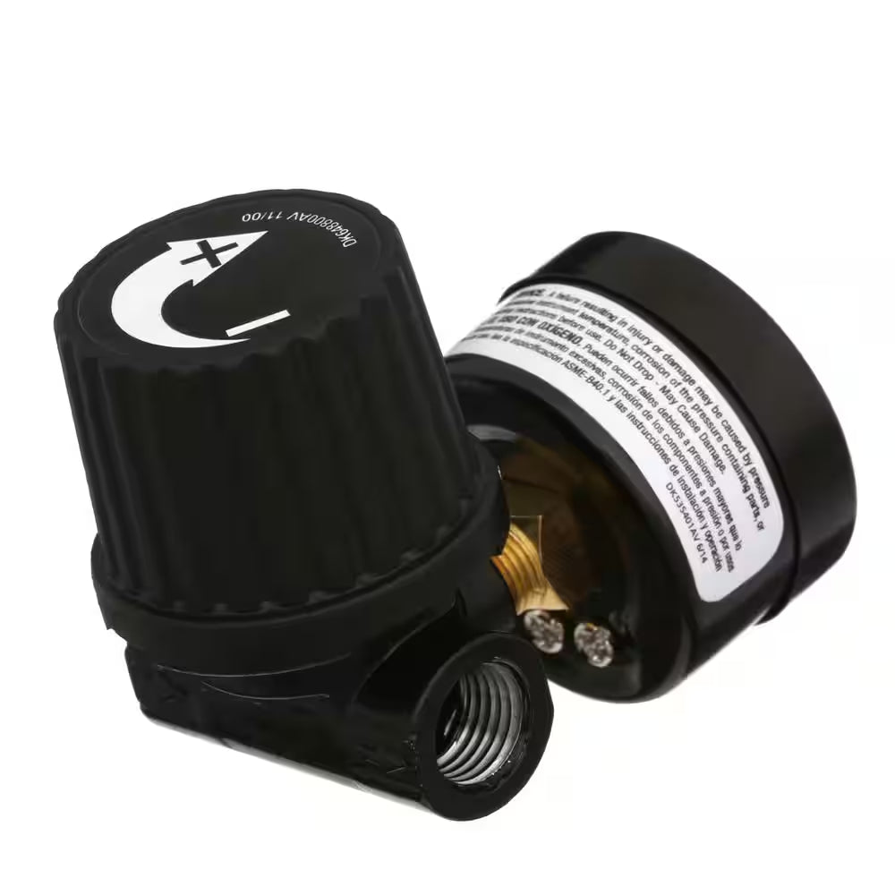 1/4 In. Black Air-Compressor Regulator with Gauge