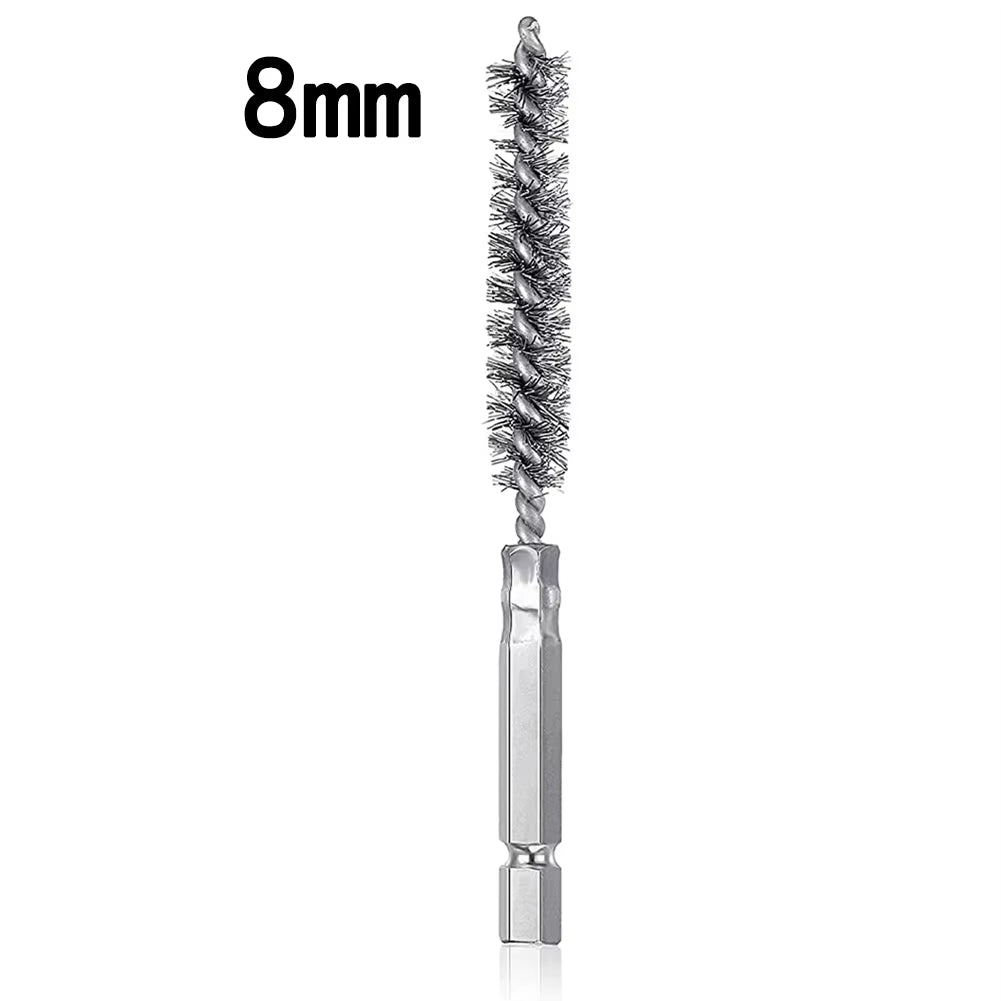 Wire Brush Drill Bore Cleaning Brush 1/4 " Hexagonal Handle Stainless Steel Brush for Anti-Rust Cleaning of Pipe Ports 8-19Mm