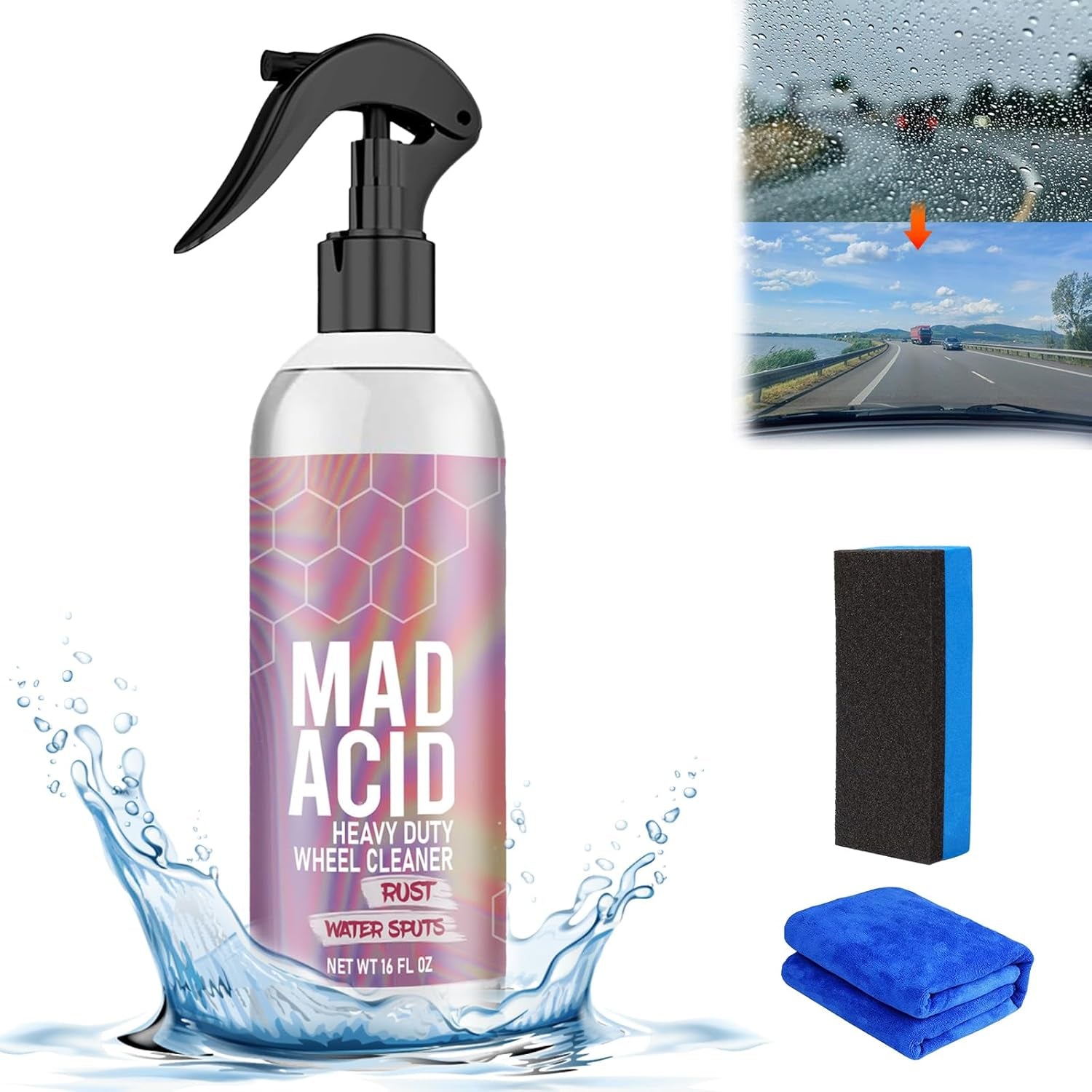 MAD ACID Glass Cleaner, Mad Acid Water Spot Remover, Mad Acid Shower Cleaner, All Purpose Cleaner,Easily Remove Hard Water Spots from Windows,Mad Acid Cleaner for Bathroom,Car, Furniture(120Ml)