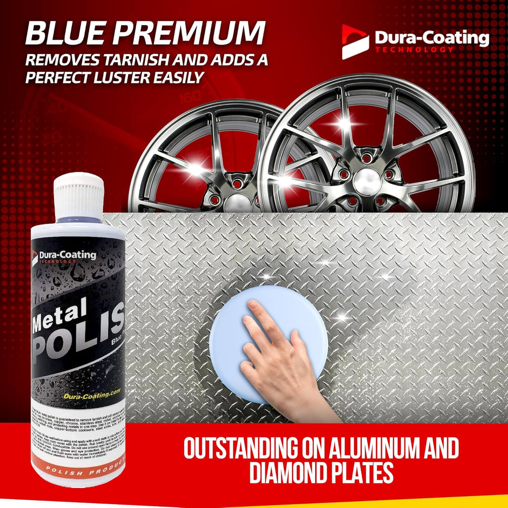 , Blue Premium Metal Polish - Perfect for Aluminum Wheels, Diamond Plate, Stainless Steel, Copper, Brass, & Nickel - 16Oz Polish + 16Oz Wheely Clean (Wheel and Tire Cleaner)