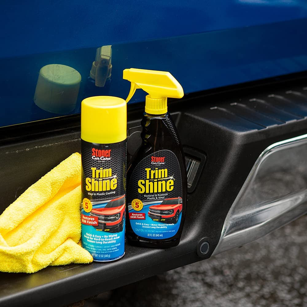 91034-12PK Trim Shine – Vinyl and Plastic Protectant Coating for Interior and Exterior Automotive Detailing, Quick Auto Trim Restorer, Fast-Drying No Sling Formula – 12 Oz (Pack of 12)