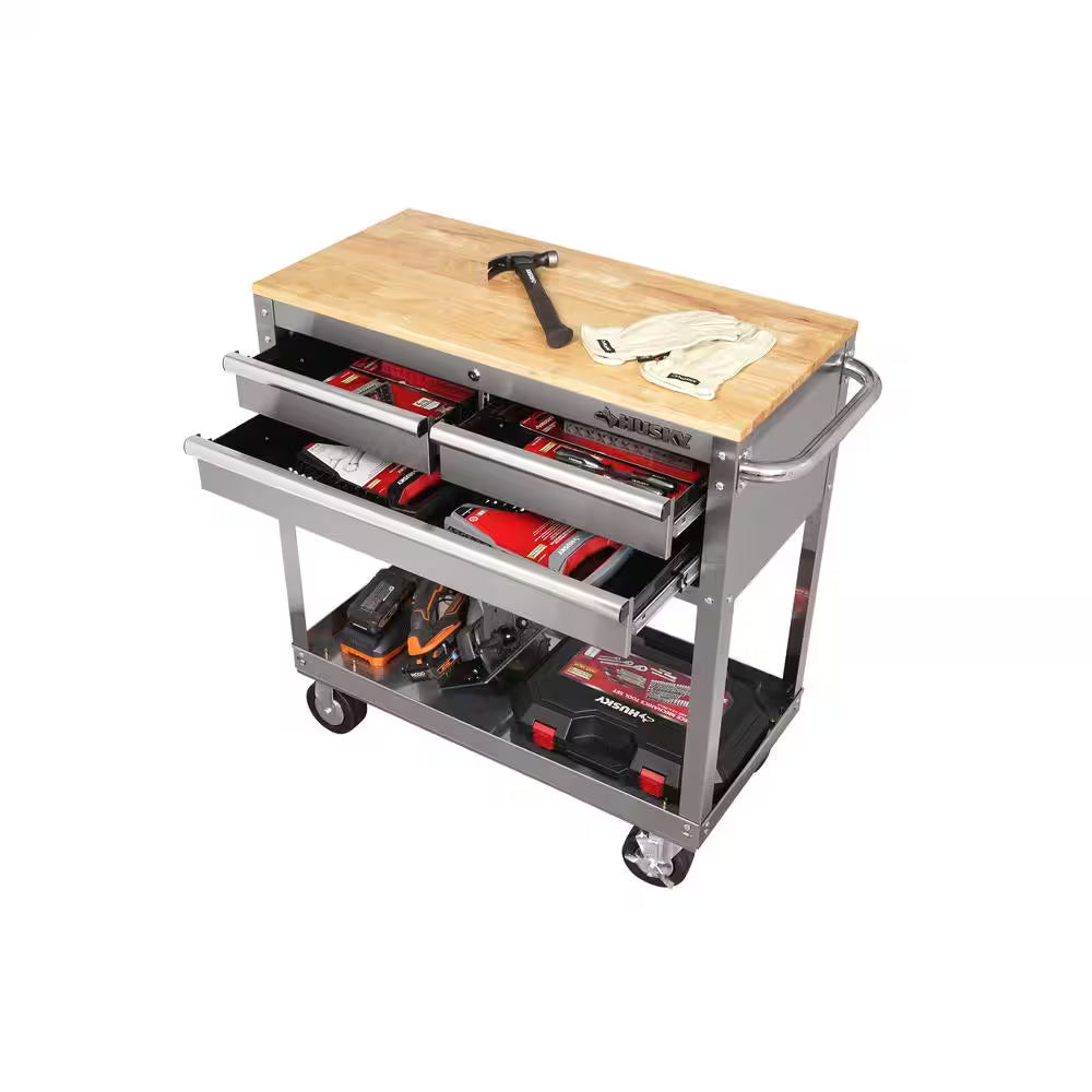 Tool Storage 36 In. W Stainless Steel Utility Cart