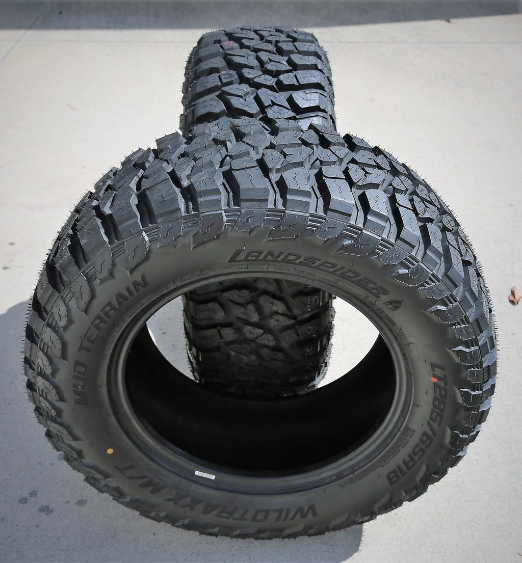 Set of 2 (TWO)  Wildtraxx M/T Mud Off-Road Light Truck Radial Tires-Lt285/65R18 285/65/18 285/65-18 125/122Q Load Range E LRE 10-Ply RBL Raised Black Letters