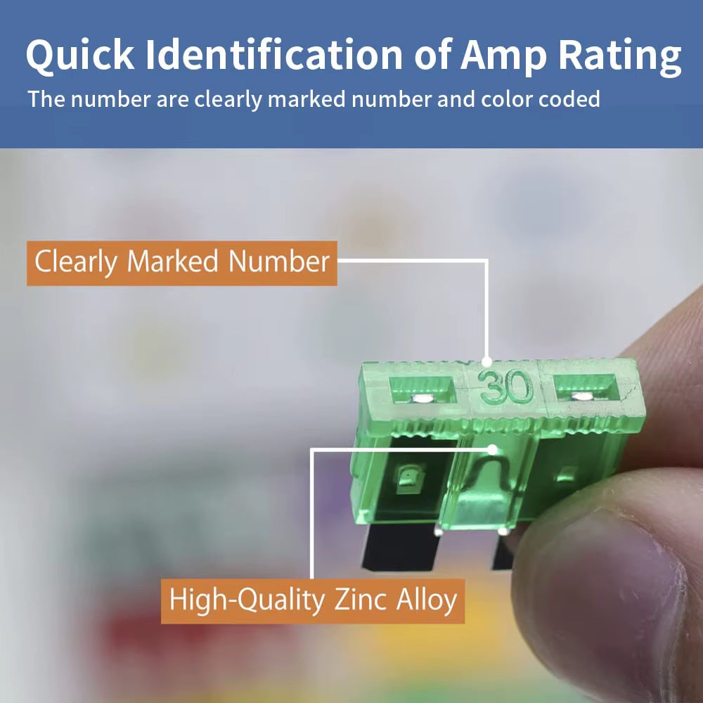 120 Standard Automotive Fuses, Fuse Combination Kit (1A-40AMP) RV, Truck, Marine, Automotive Accessory Automotive Blade Fuses