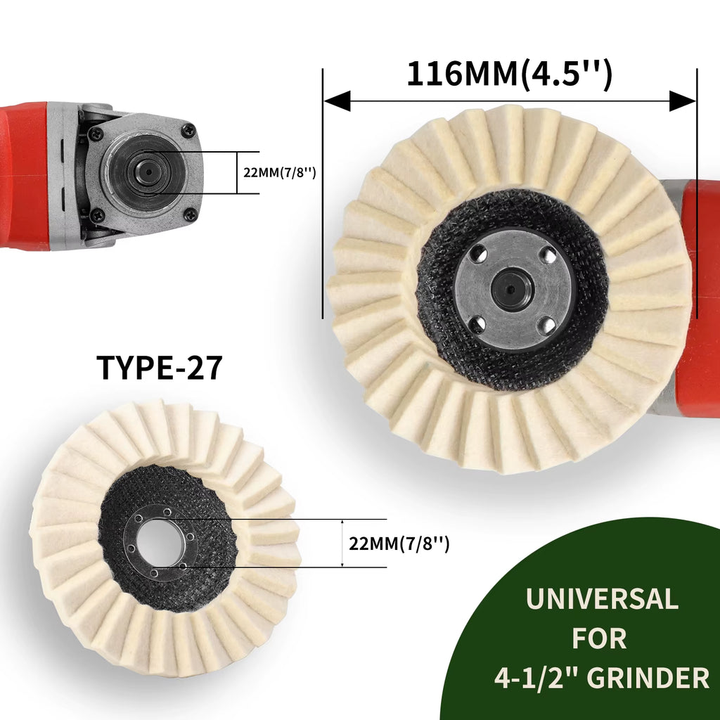 2/3/4/4.5/5 Inch Wool Polishing Wheel Buffing Pad for Angle Grinder Grinding Disc Metal Wood Stainless Steel Polishing Abrasives