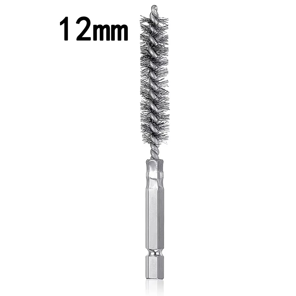 Wire Brush Drill Bore Cleaning Brush 1/4 " Hexagonal Handle Stainless Steel Brush for Anti-Rust Cleaning of Pipe Ports 8-19Mm